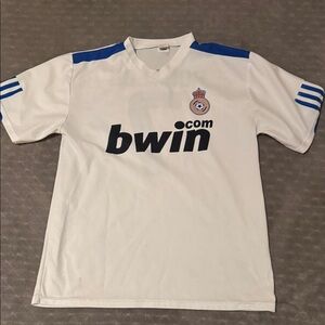 Kids White and Blue Soccer Jersey